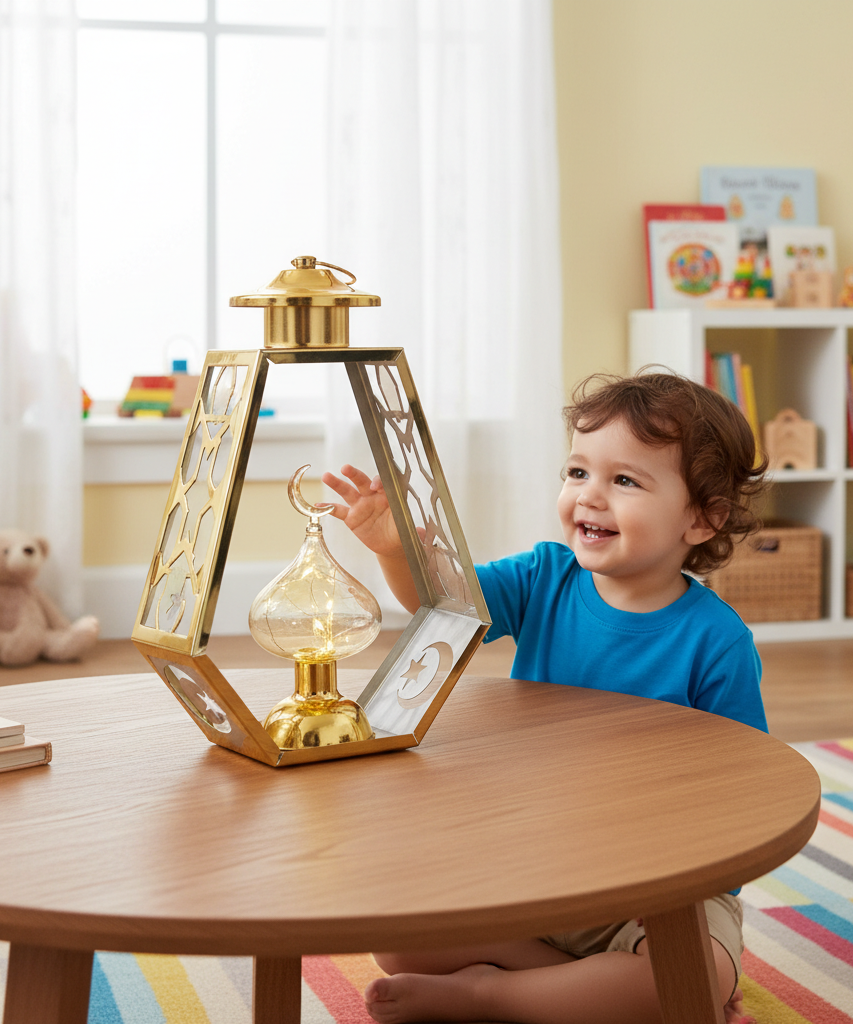 Crescent Moon Geometric LED Ramadan Lantern