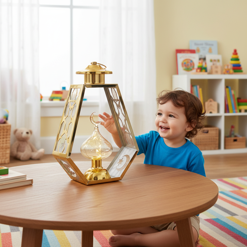 Crescent Moon Geometric LED Ramadan Lantern