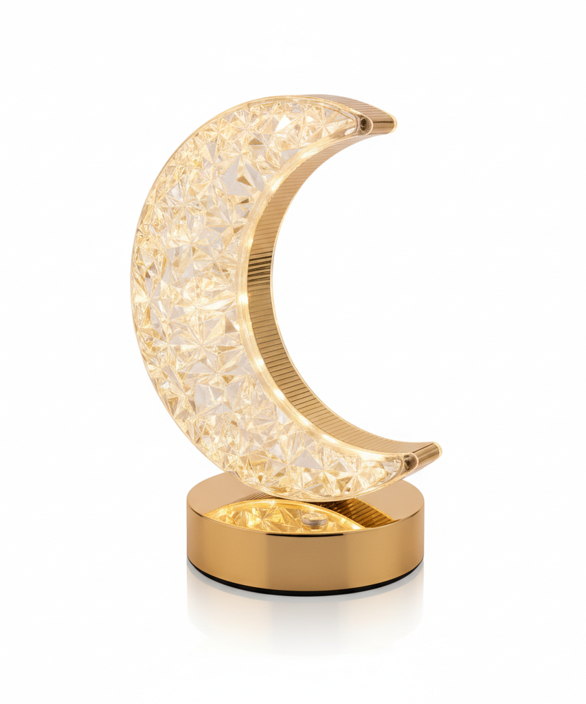 Crystal Crescent Moon LED Table Lamp