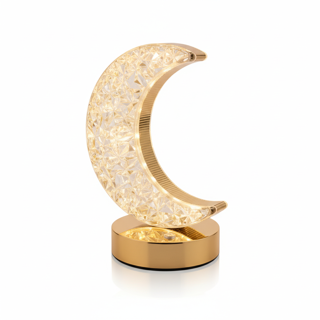 Crystal Crescent Moon LED Table Lamp