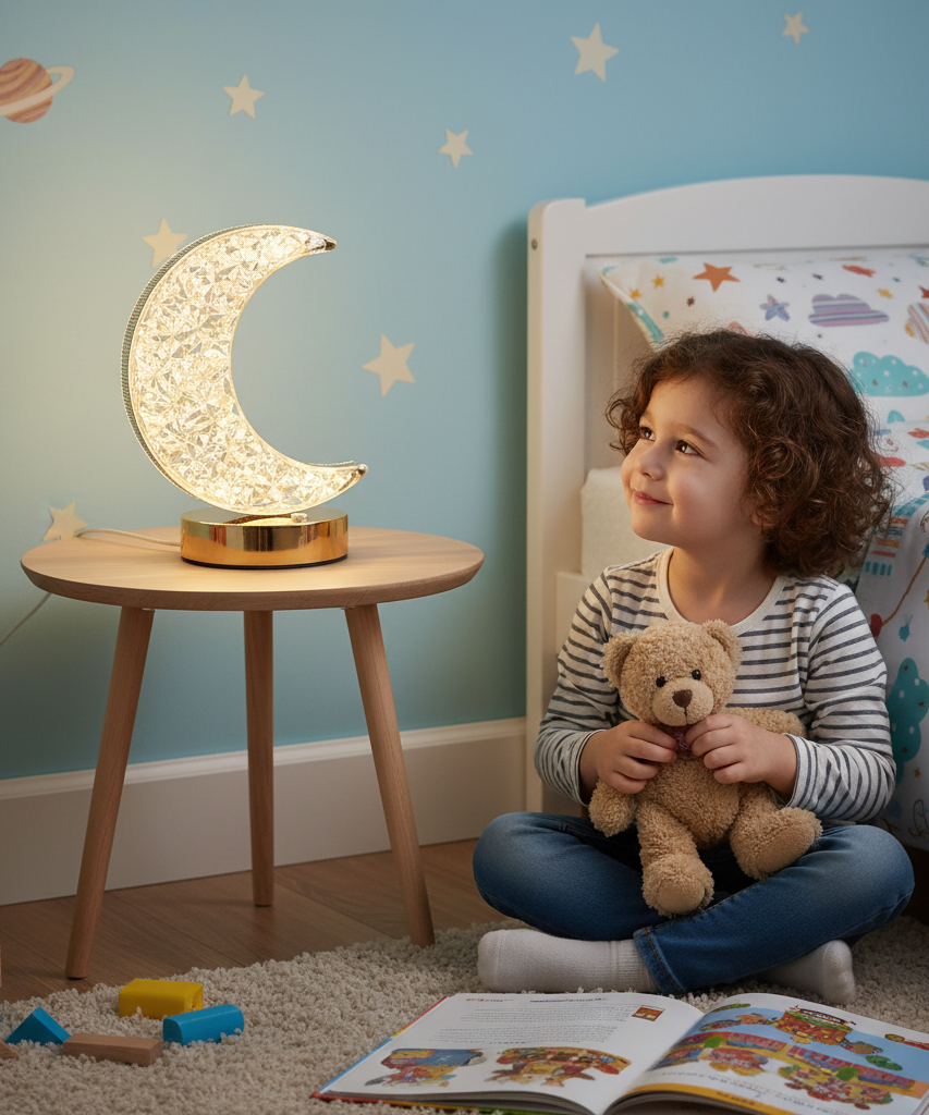 Crystal Crescent Moon LED Table Lamp