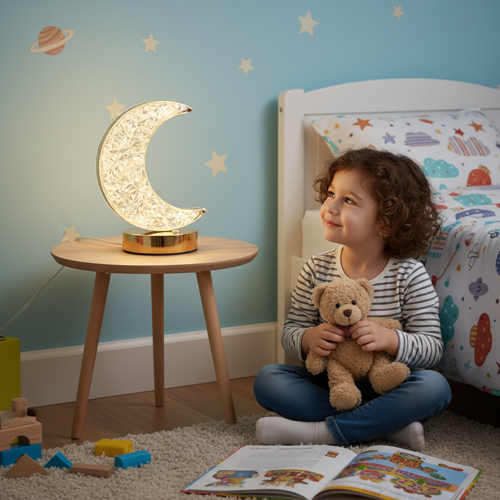 Crystal Crescent Moon LED Table Lamp