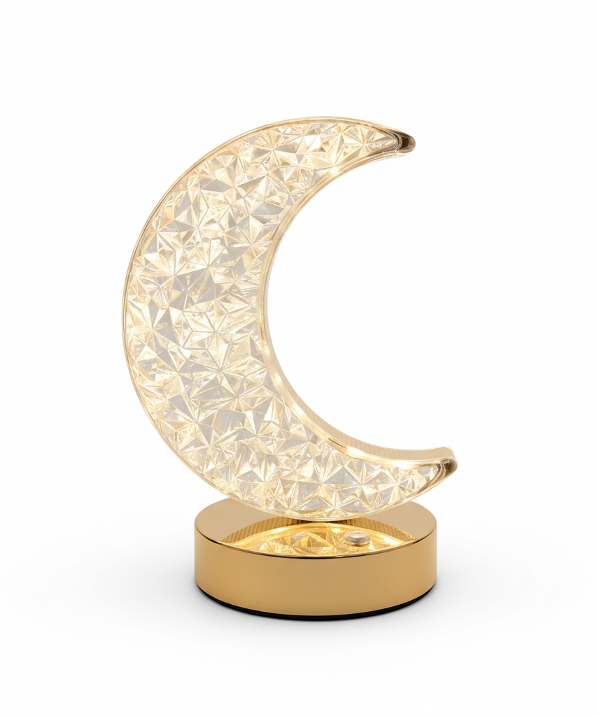 Crystal Crescent Moon LED Table Lamp