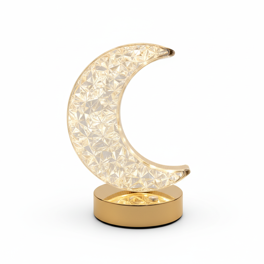 Crystal Crescent Moon LED Table Lamp