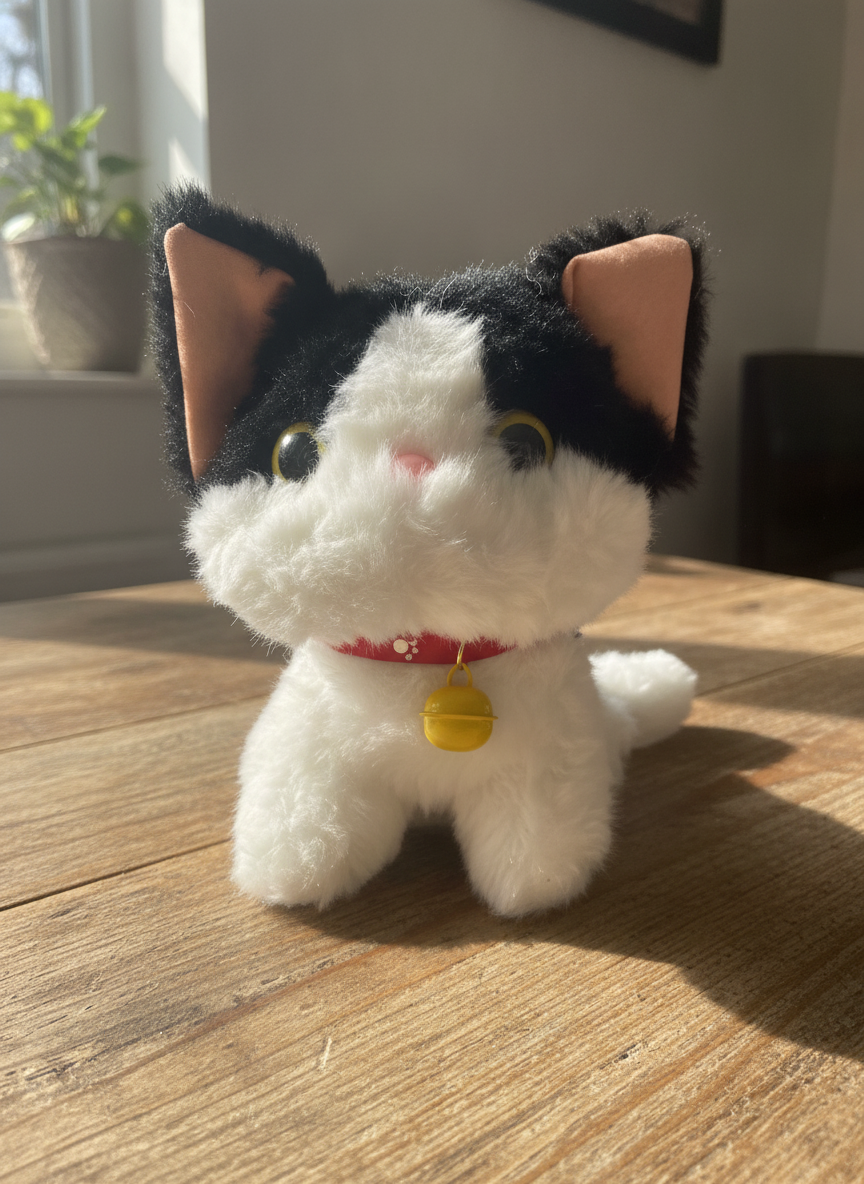 Cute Tuxedo Cat Plush with Bell Collar (20cm)