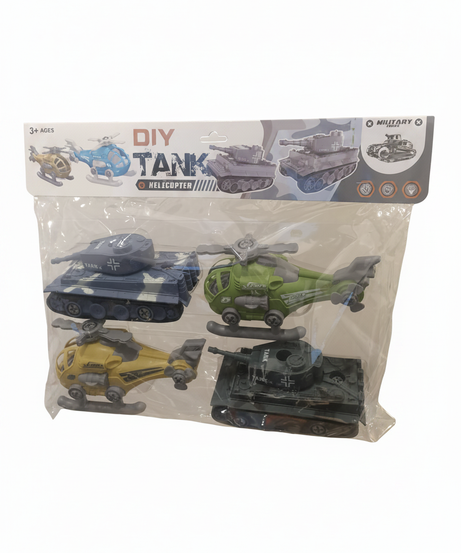 DIY Military Force Tank & Helicopter Toy Set