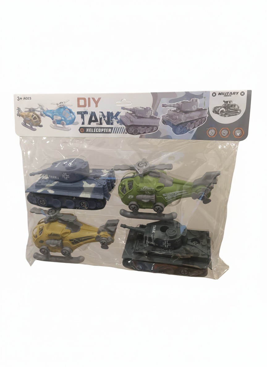 DIY Military Force Tank & Helicopter Toy Set