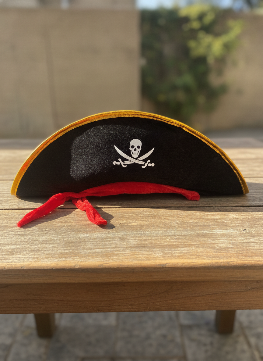 Deluxe Pirate Hat with Skull & Crossbones Emblem