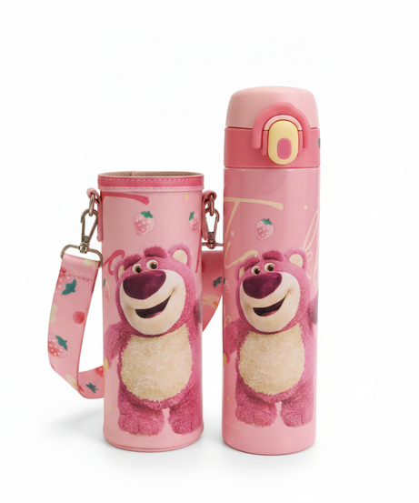 Disney Pixar Lotso Insulated Water Bottle with Carrying Sleeve