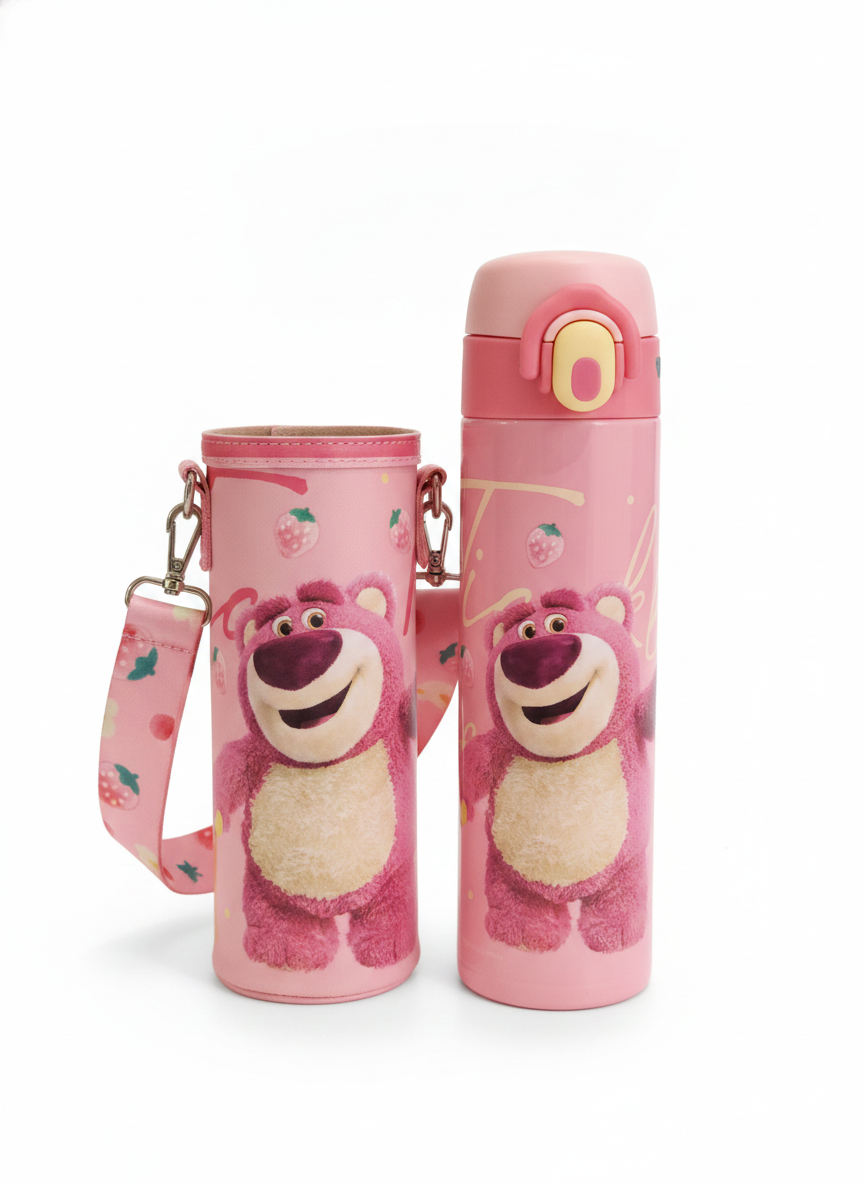 Disney Pixar Lotso Insulated Water Bottle with Carrying Sleeve