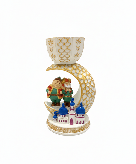 Festive Crescent Moon Village Ornament