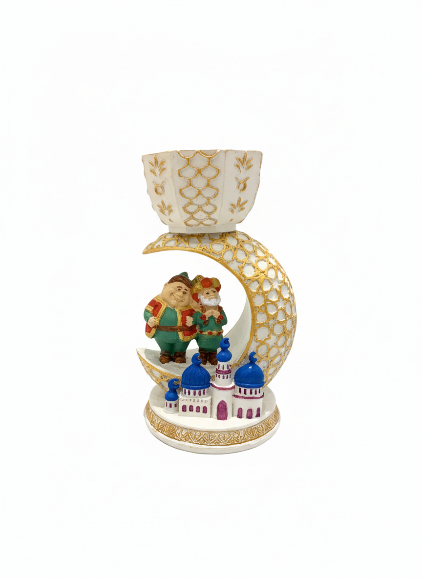 Festive Crescent Moon Village Ornament
