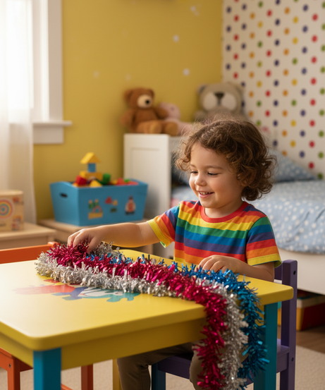 Festive Multi-Color Metallic Tinsel Garland