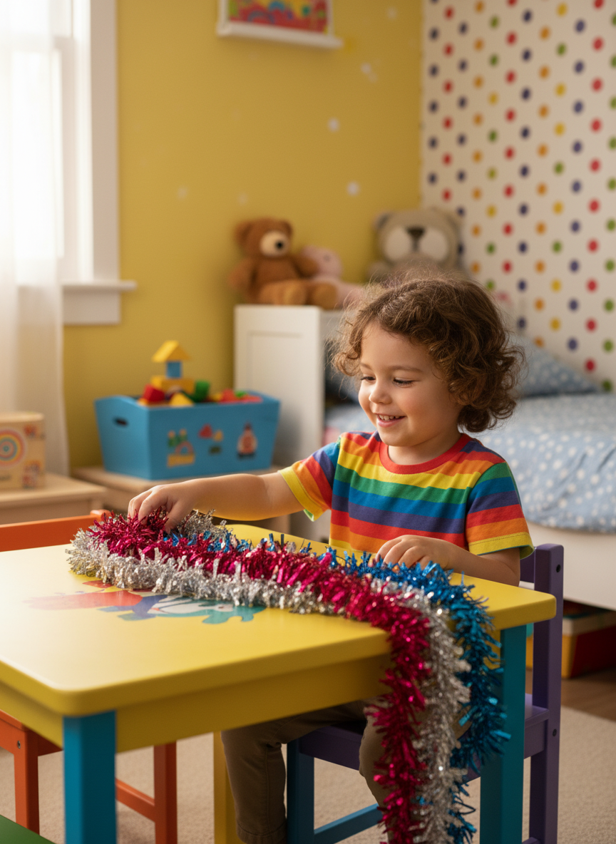 Festive Multi-Color Metallic Tinsel Garland