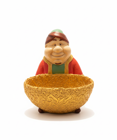 Festive Ramadan Character Figurine with Golden Serving Bowl