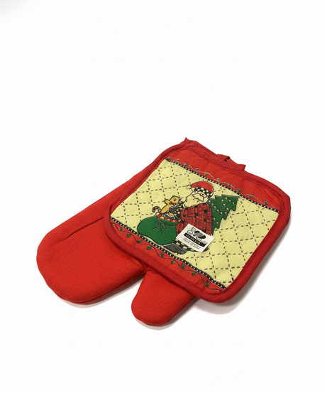 Festive Santa & Tree Oven Mitt & Pot Holder Set