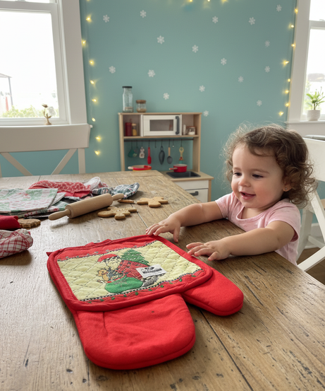 Festive Santa & Tree Oven Mitt & Pot Holder Set