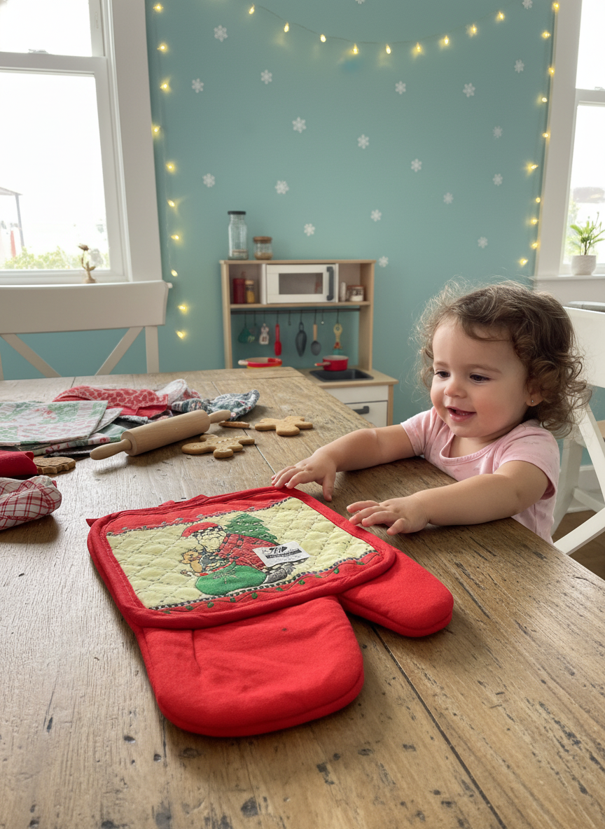 Festive Santa & Tree Oven Mitt & Pot Holder Set