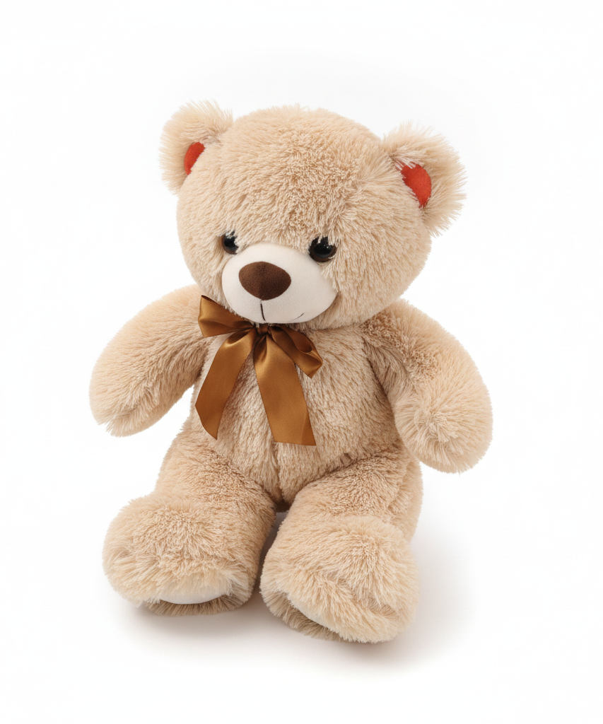 Fluffy Brown Teddy Bear with Bow