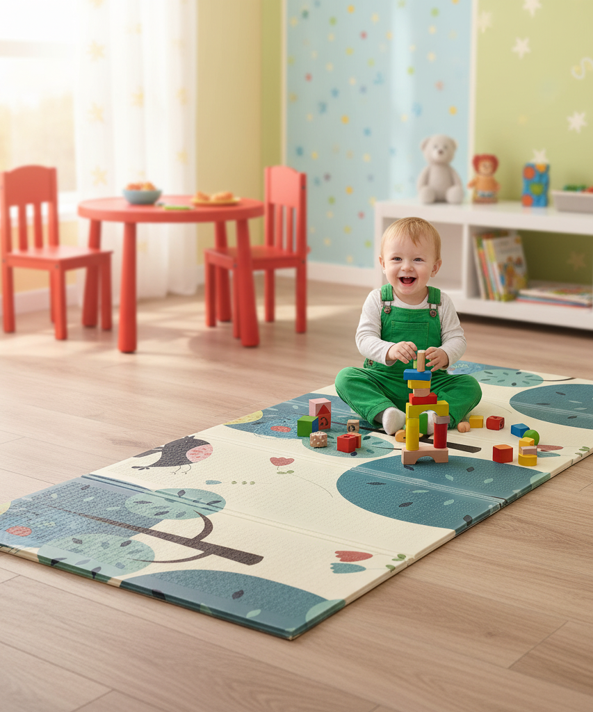 Foldable Baby Play Mat with Forest Friends Design
