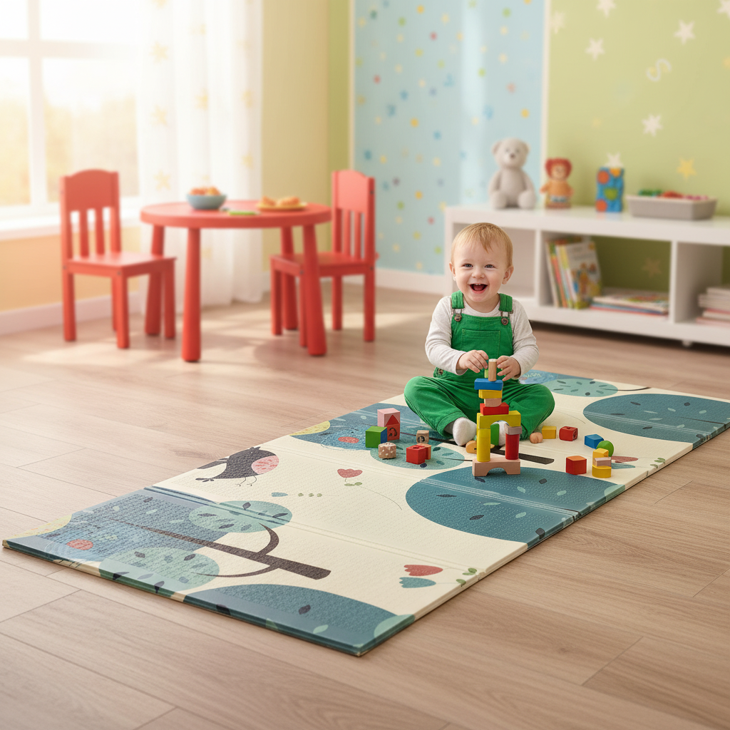 Foldable Baby Play Mat with Forest Friends Design