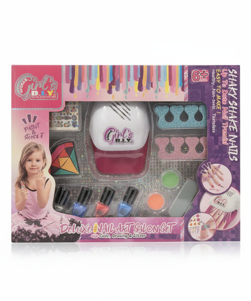Girl's D.I.Y. Deluxe Nail Art Salon Set with Shaky Shake Nails