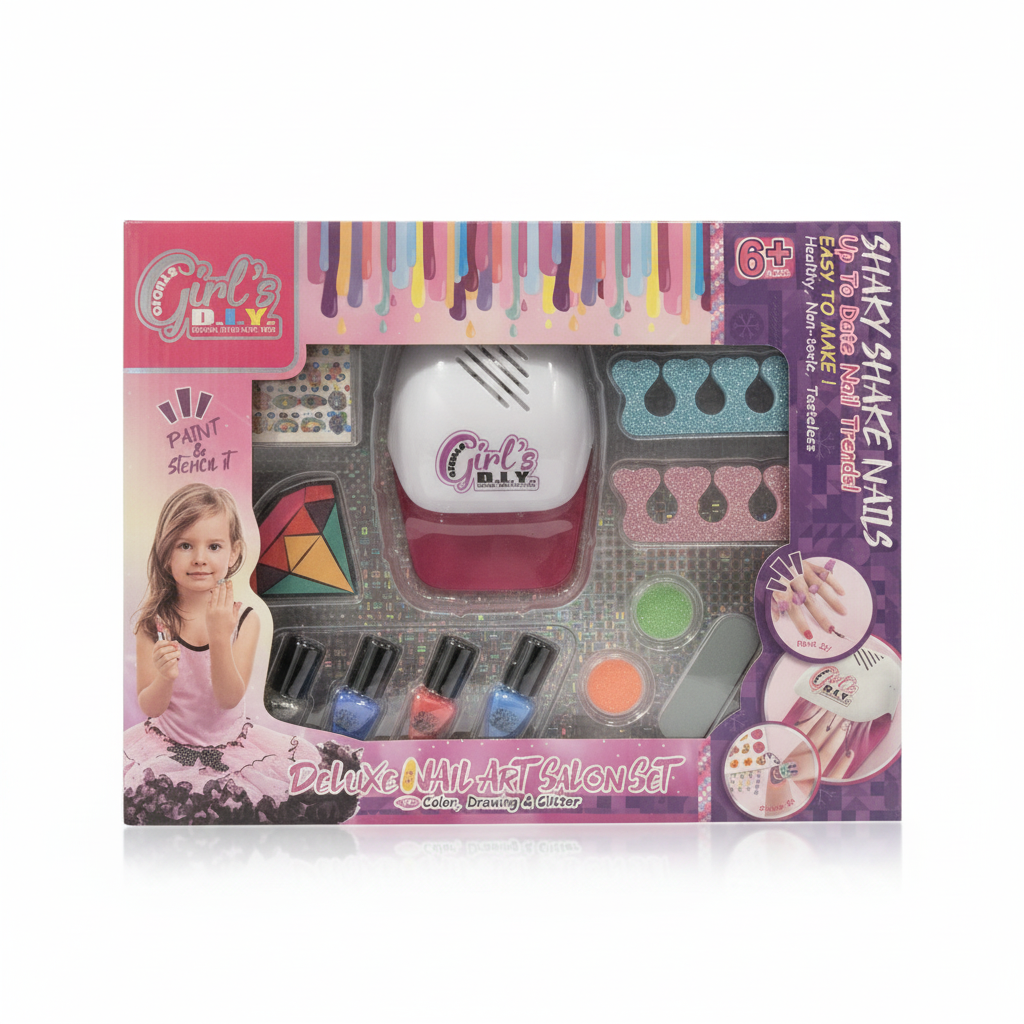 Girl's D.I.Y. Deluxe Nail Art Salon Set with Shaky Shake Nails