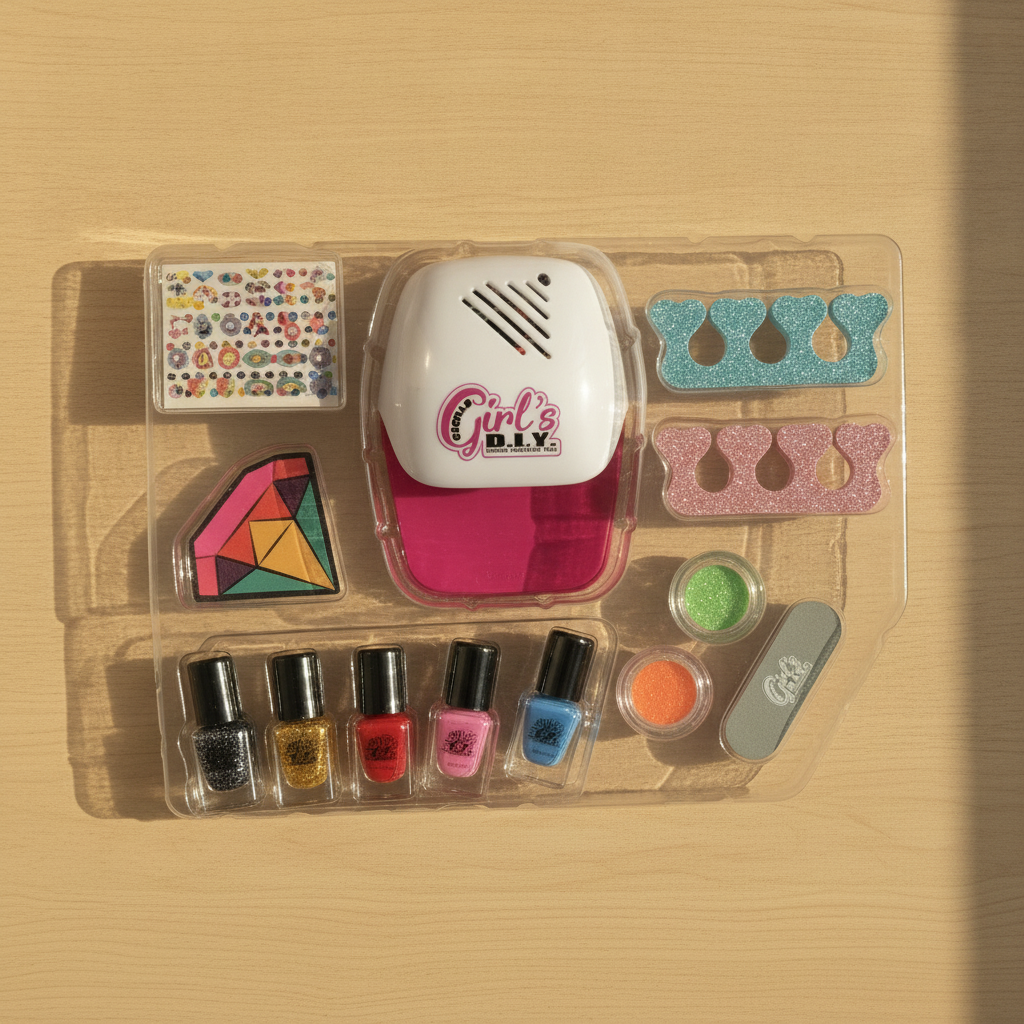 Girl's D.I.Y. Deluxe Nail Art Salon Set with Shaky Shake Nails