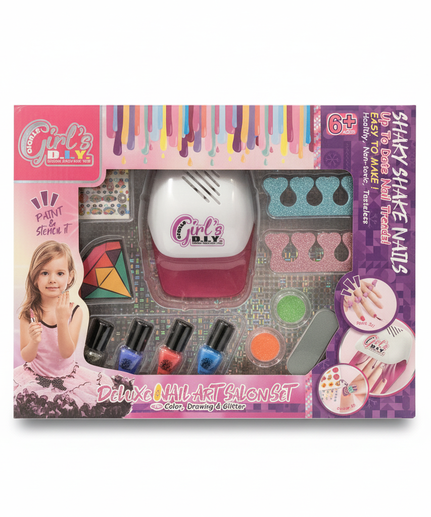 Girl's D.I.Y. Deluxe Nail Art Salon Set with Shaky Shake Nails