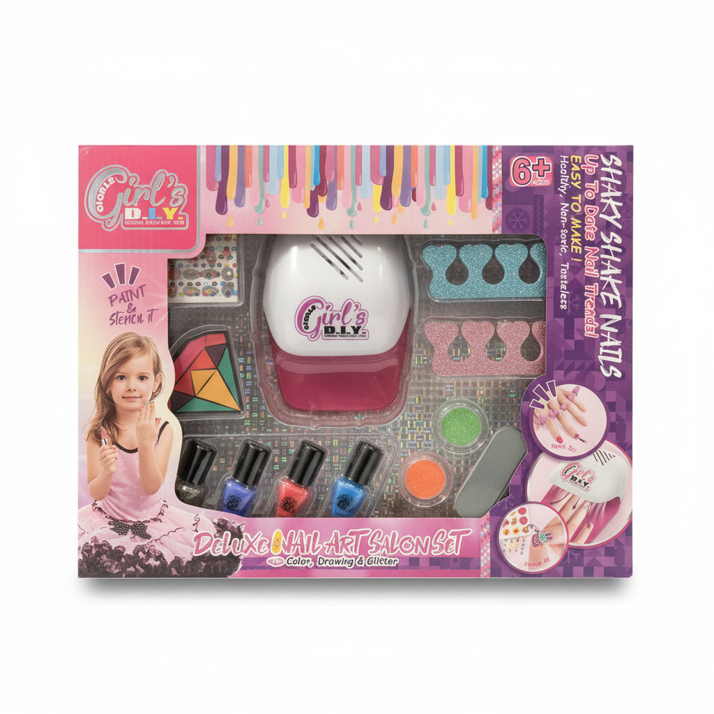 Girl's D.I.Y. Deluxe Nail Art Salon Set with Shaky Shake Nails