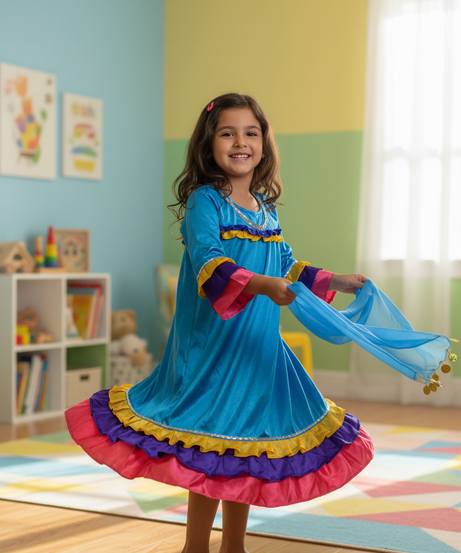 Girl Peasant Blue Costume