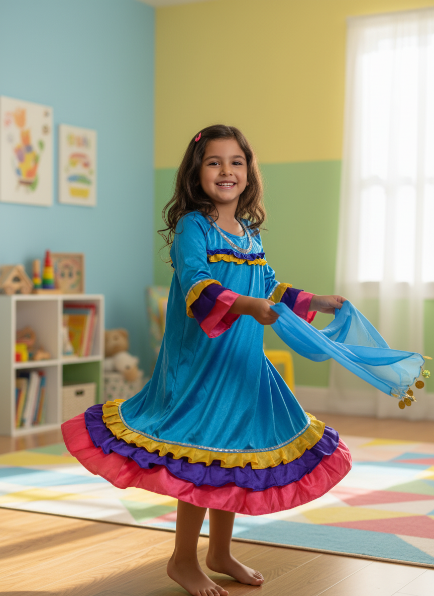 Girl Peasant Blue Costume