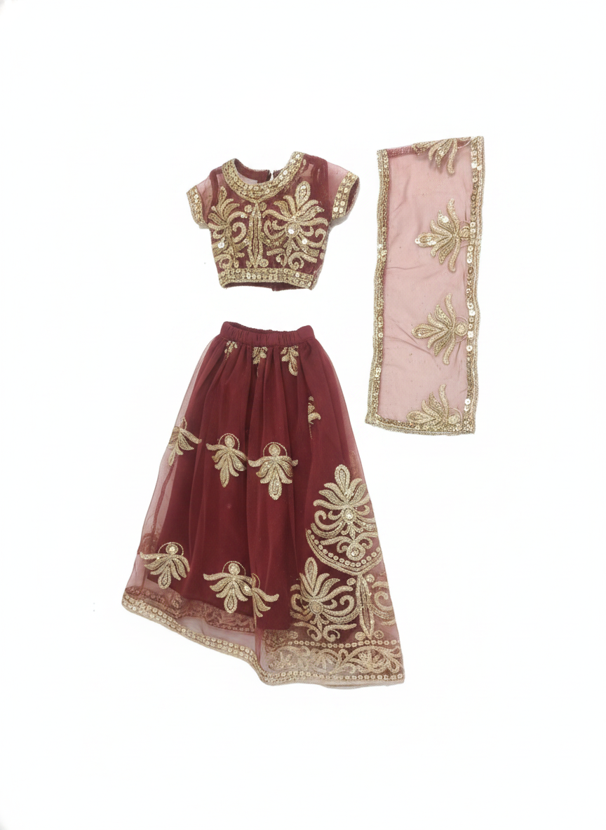 Girls Traditional Sequin Embroidered Festive Costume