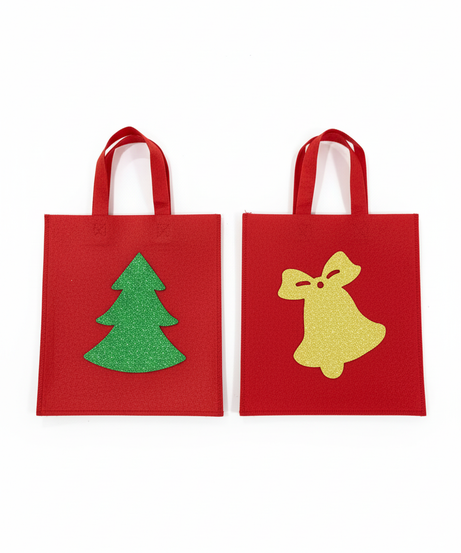 Glitter Christmas Felt Tote Bags (1 Pack)