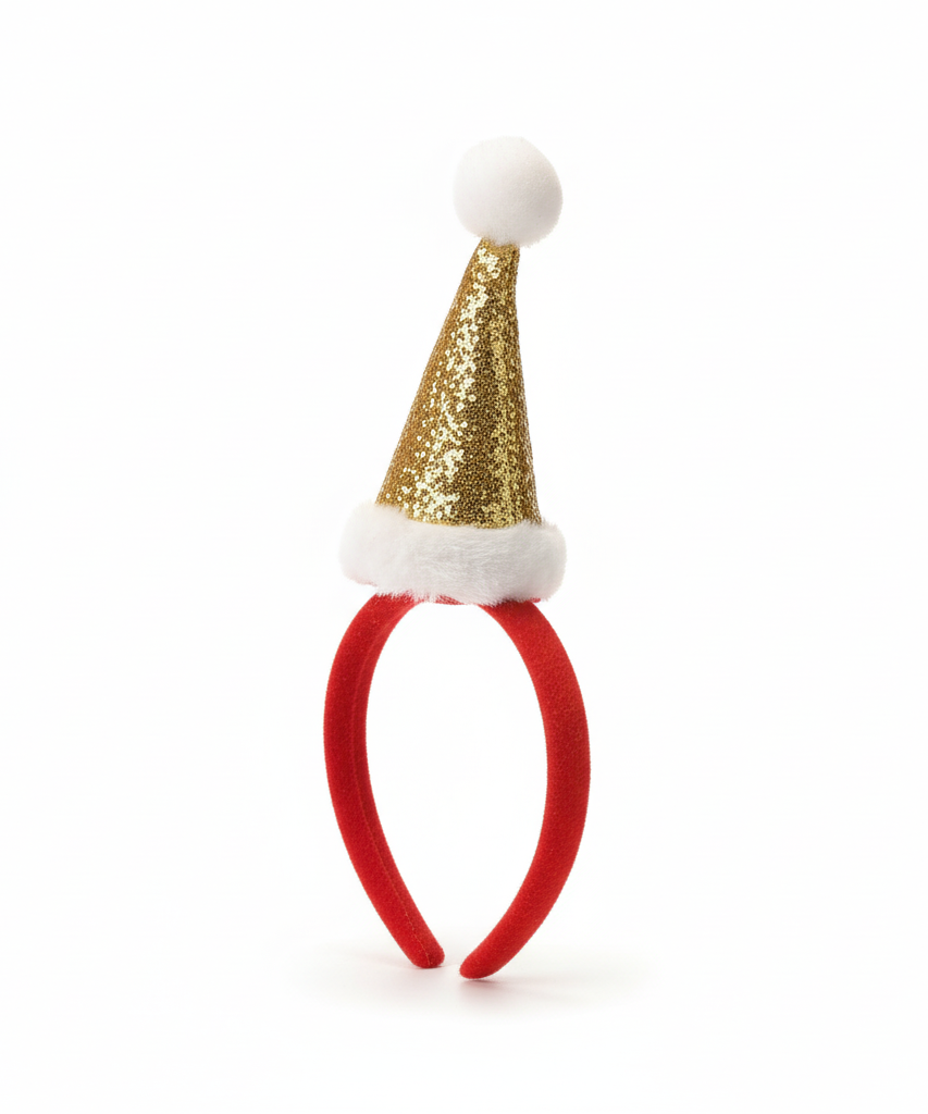 Glitter Gold Mini Santa Hat Christmas Headband