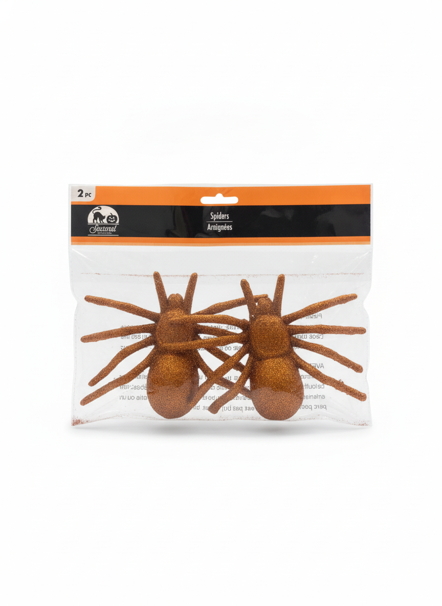 Glitter Spiders Halloween Decoration (2 PC)