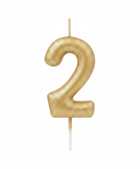 Gold Happy Birthday Number 2 Party Candle