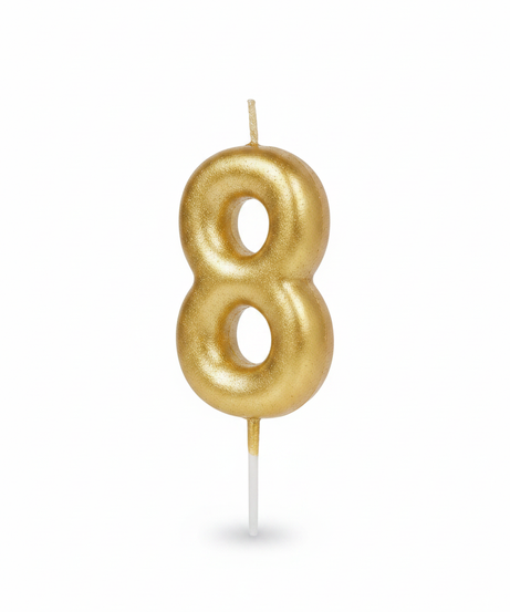 Gold Number 8 Party Birthday Candle