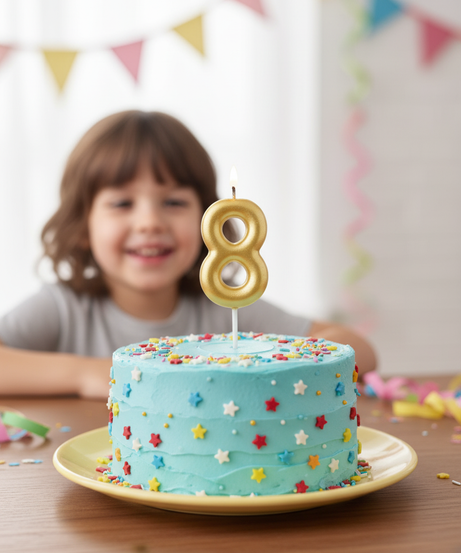 Gold Number 8 Party Birthday Candle