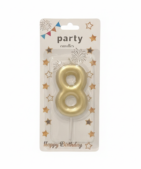 Gold Number 8 Party Birthday Candle