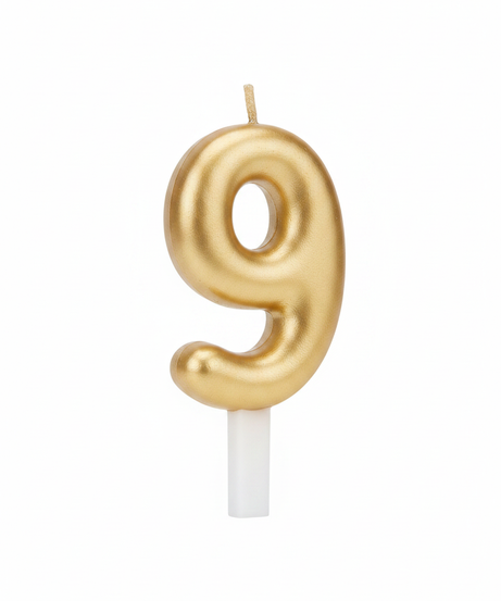 Gold Number 9 Party Candle