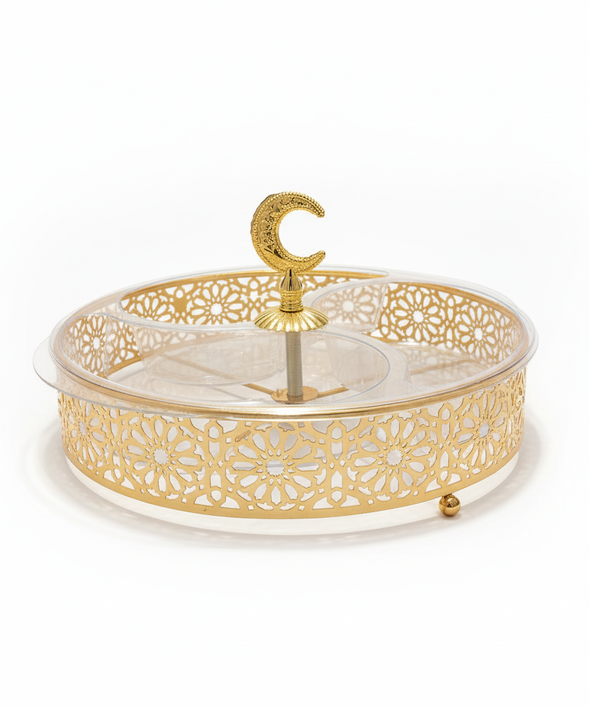 Golden Crescent Moon Divided Serving Tray