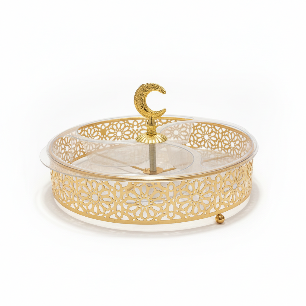 Golden Crescent Moon Divided Serving Tray