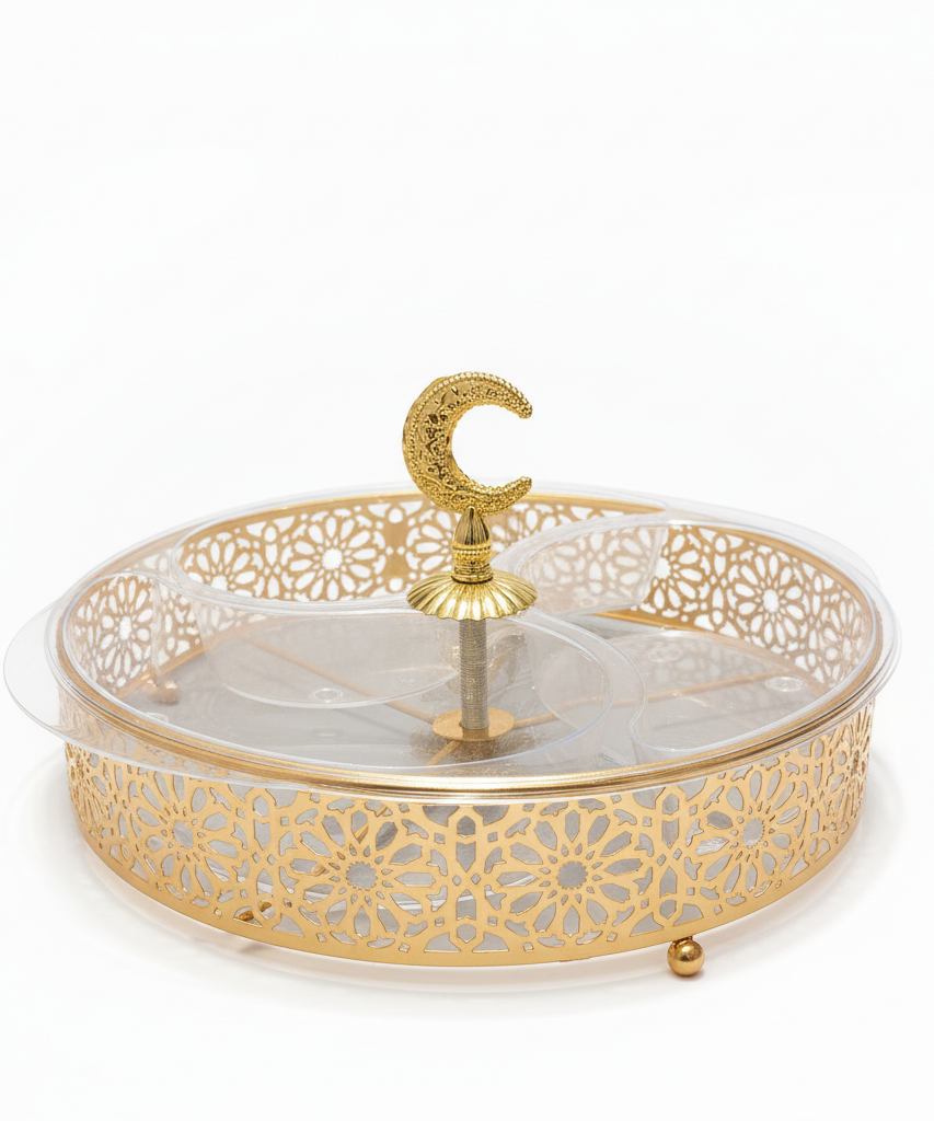 Golden Crescent Moon Divided Serving Tray