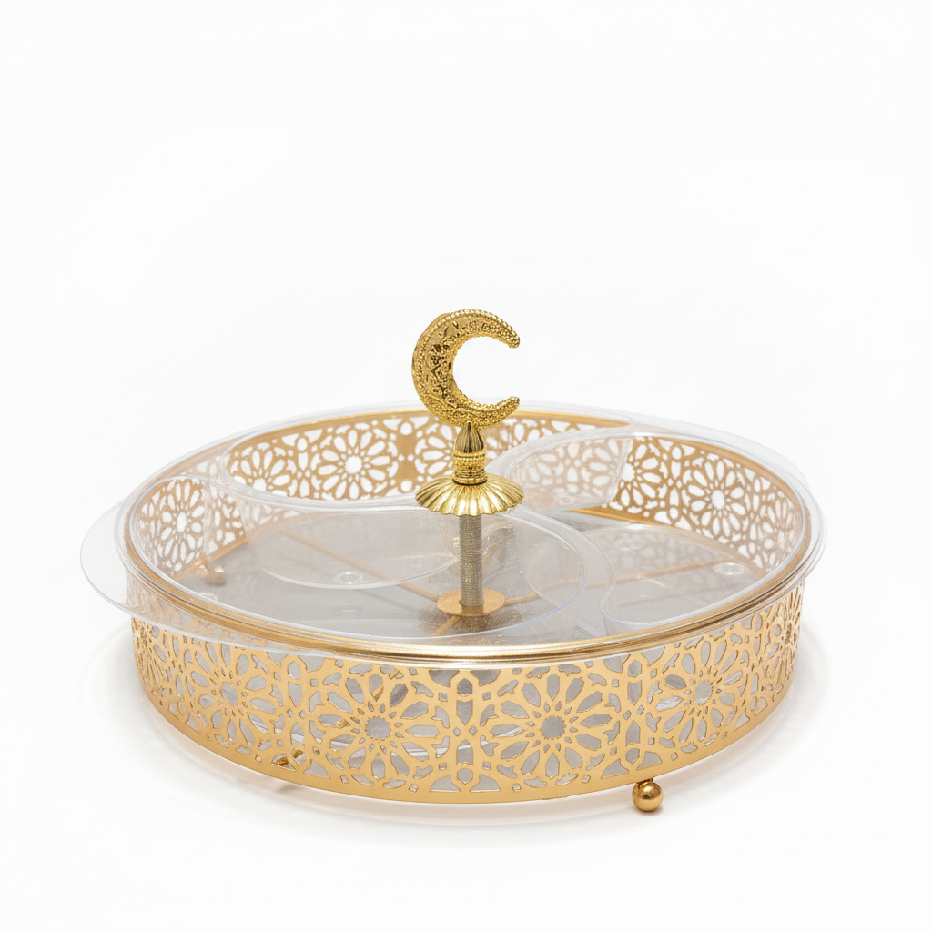 Golden Crescent Moon Divided Serving Tray