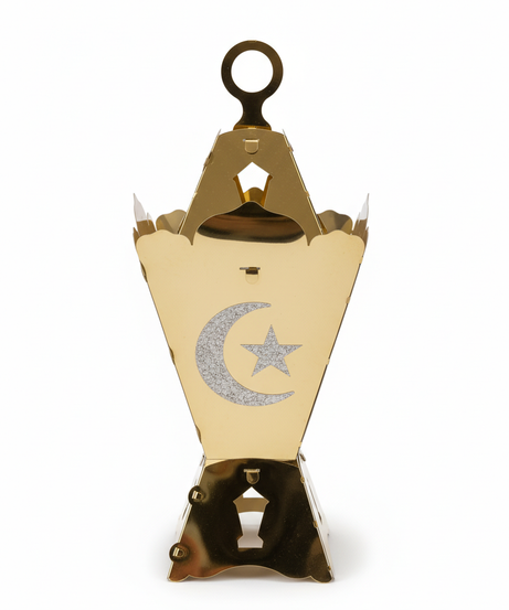 Golden Crescent Moon & Star Decorative Lantern