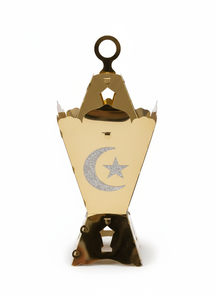 Golden Crescent Moon & Star Decorative Lantern