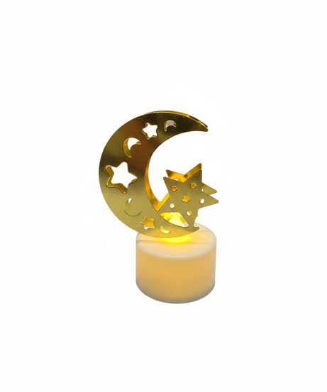 Golden Crescent Moon & Star LED Light