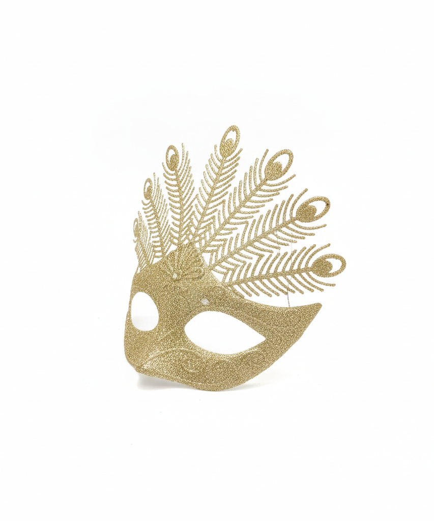 Golden Glitter Peacock Masquerade Mask