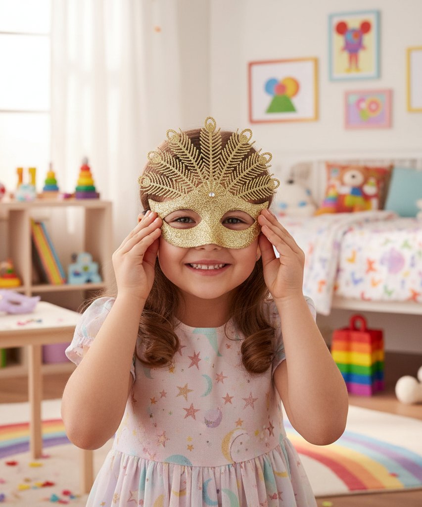 Golden Glitter Peacock Masquerade Mask